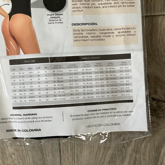 Ann Chery 1019 Powernet Bodysuit Body Shaper Enelia Thong Sz 38 Black Shapewear - Picture 4 of 6